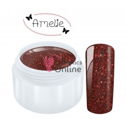 Gel UV Amelie color cu sclipici Glitter Bordeaux 5ml + 1 Cutie cu paiete Holografice Cadou